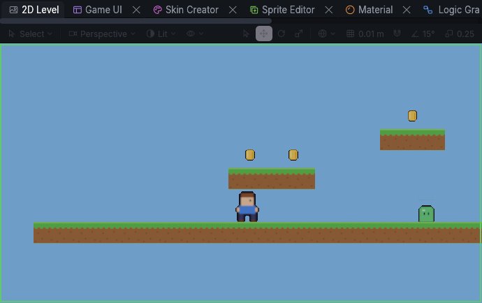 A 2D platformer level with a hero, coins and platforms