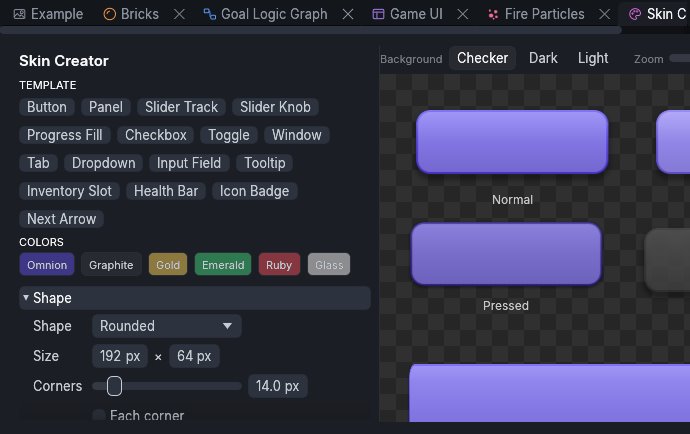 The Skin Creator designing rounded buttons with their states